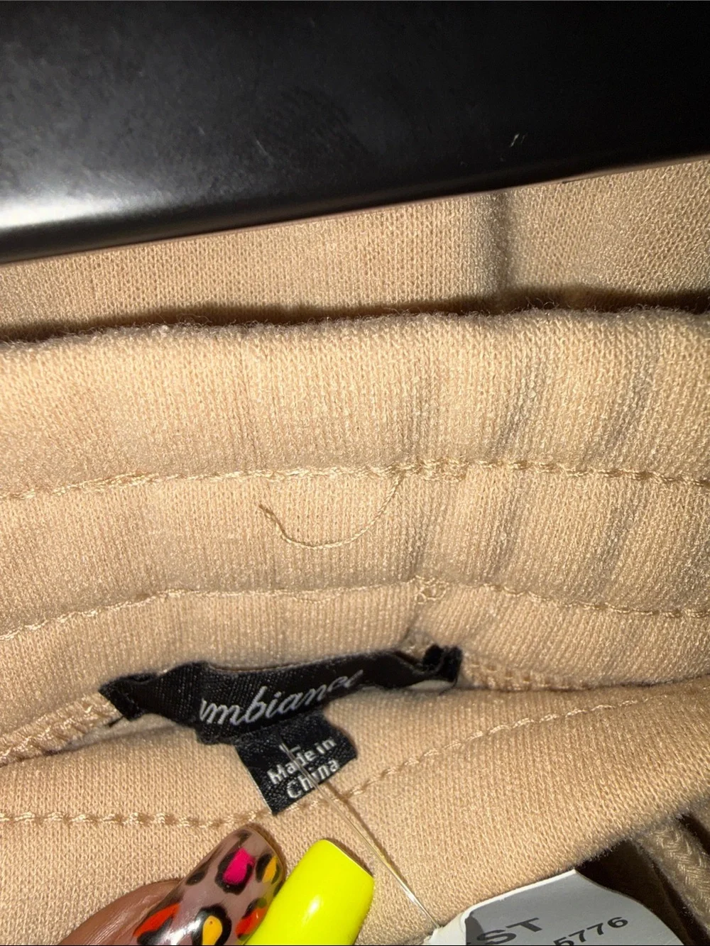 Ambiance Wide Leg Sweatpants in Light Beige - Picture 3 of 3